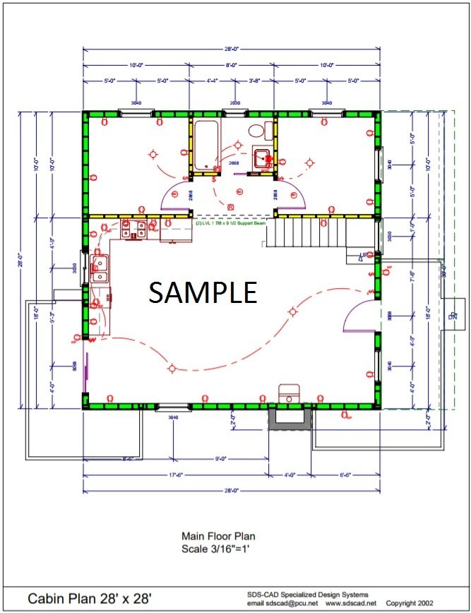 1 1/2 Story Cabin Plans – 28′ x 28′ - Farmstead Homes